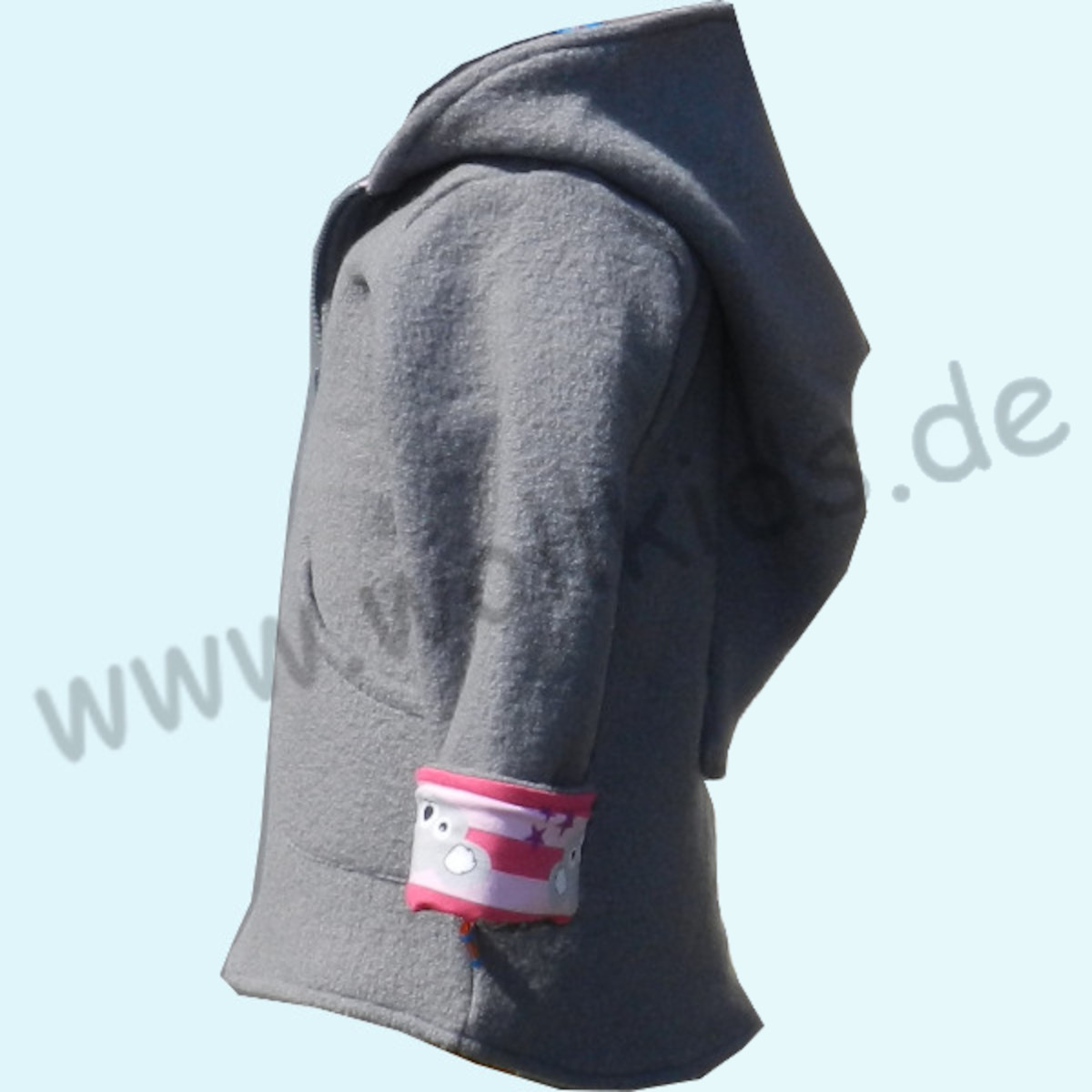 Wollkids Mädchen Walkjacke gefüttert 100% Wolle - grau/rosa mit Koala Wollkids Mädchen Wollwalkjacke gefüttert mit Reißverschluss aus 100% Schurwolle - grau mit Koala