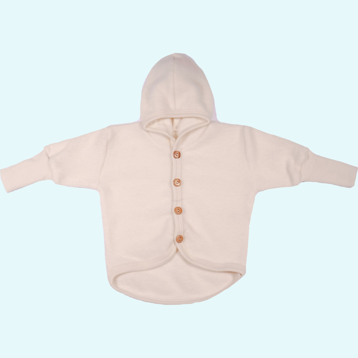 Baby Jäckchen mit Kapuze Wollfleece natur GOTS