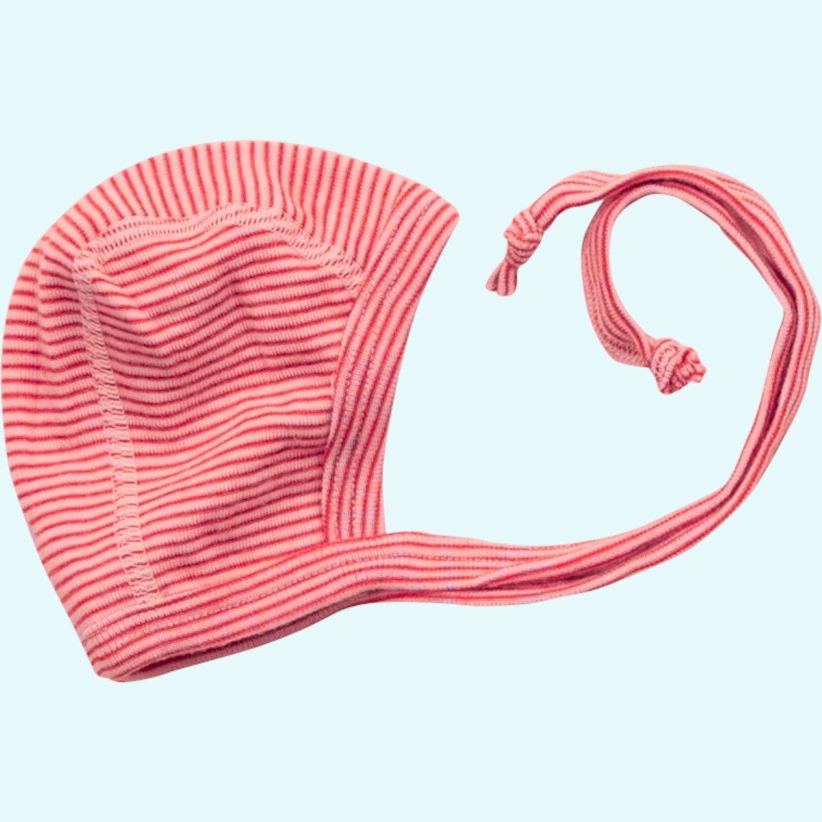 Baby Müte aus Wolle Seide im Sale Baby Häubchen Wolle Seide rot geringelt GOTS