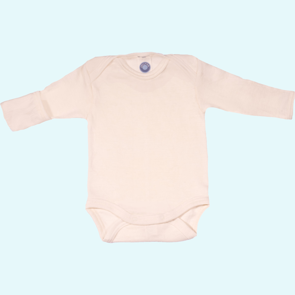Baby Body Wolle Seide langarm mit Kratzschutz natur GOTS
