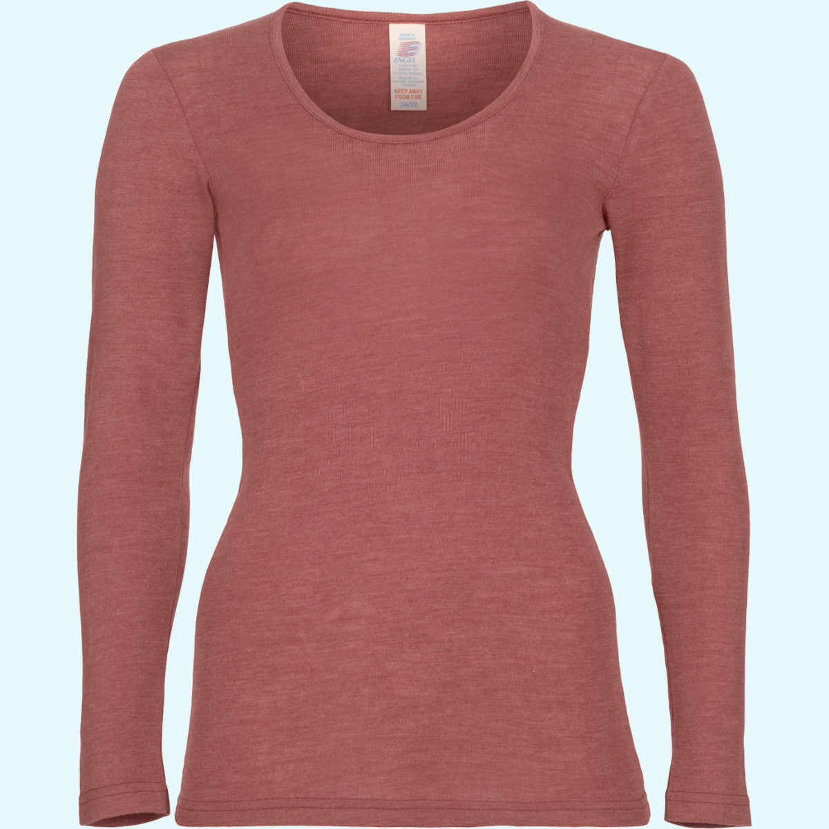 Damen Shirt langarm Wolle Seide farbig uni GOTS
