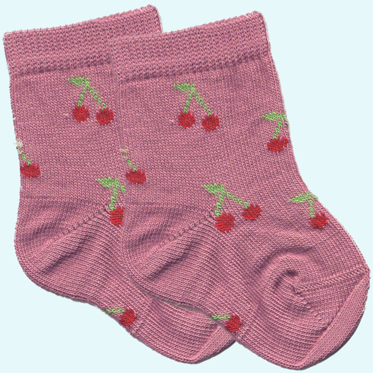 Soo Cute 🍒 Babysocken mit Kirschen 🍒 in rosa aus Bio Baumwolle - Grödo Süße Babysocken in rosa für Mädchen aus Bio Baumwolle von Grödo - mit Kirschen