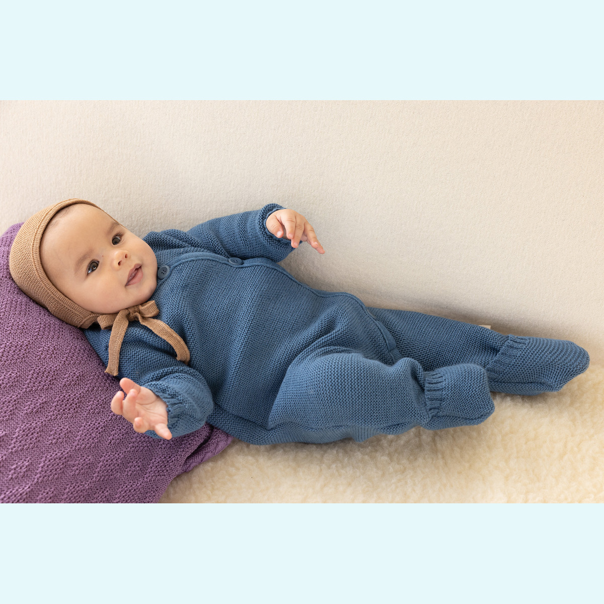 Warmer disana Baby Strick-Overall aus Merinowolle Winter Süßer muckeliger disana Baby indoor Strick-Overall/Wollanzug/Schlafanzug aus BIO merino Schurwolle für Winter Tage & Nächte GOTS