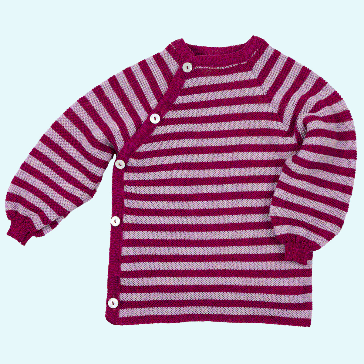 Schlüttli aus Merinowolle von Reiff Schlüttli ❄ Wickelpulli ❄ Wickeljacke aus BIO Schurwolle - Ringel - GOTS