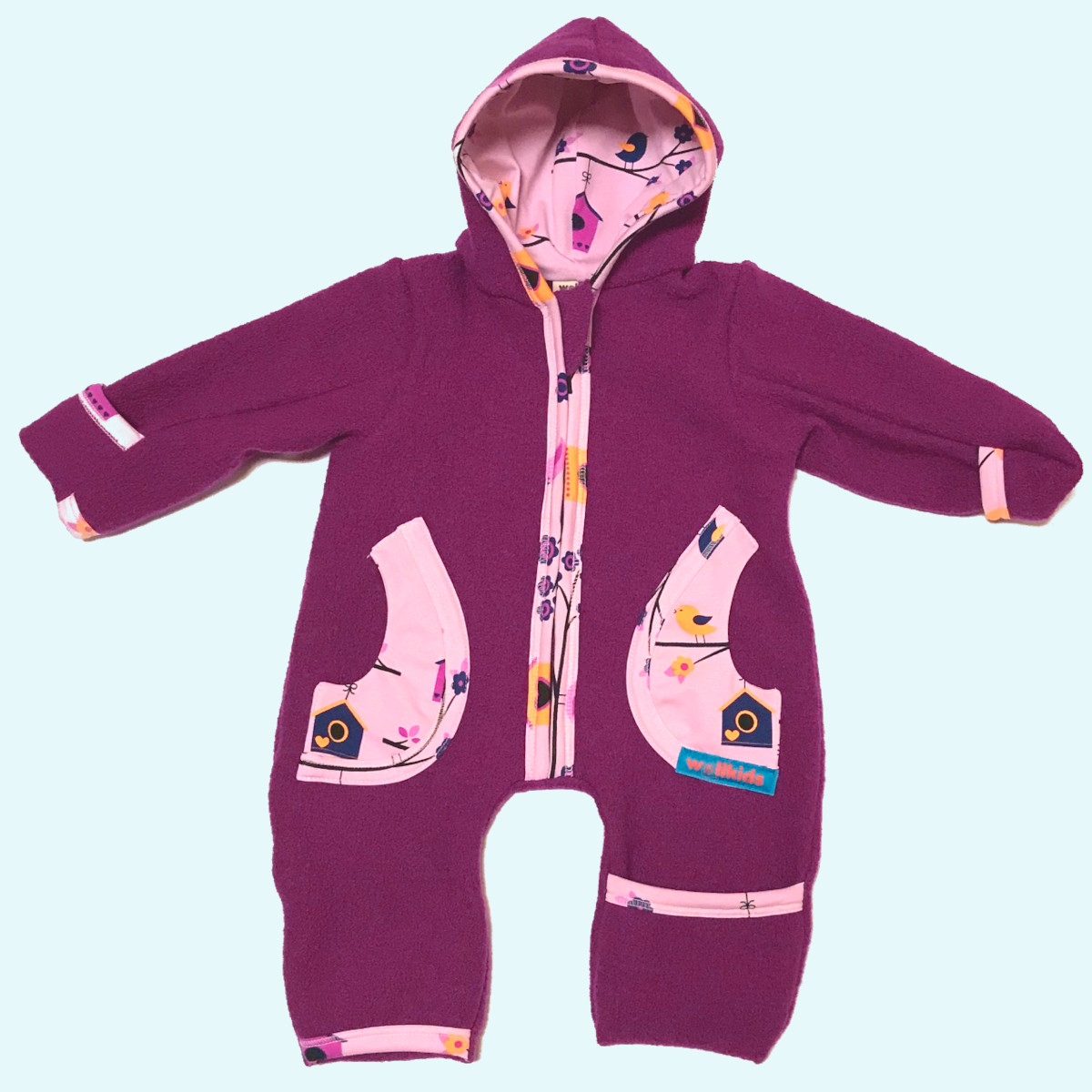 Wollkids Baby Winter Walkoverall gefüttert - mit süßen Motiven Wollkids Baby & Kinder Winter Walkoverall gefüttert, mitwachsend & mit Reißverschluss
