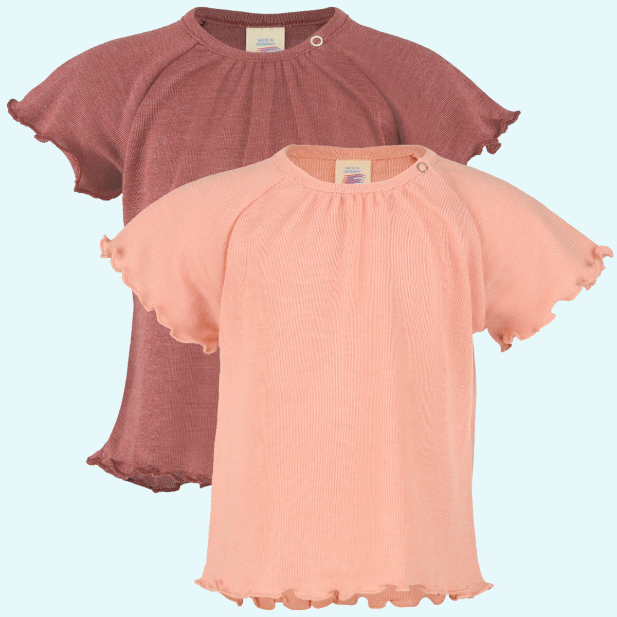 Baby Shirt gerüscht Wolle Seide farbig uni GOTS