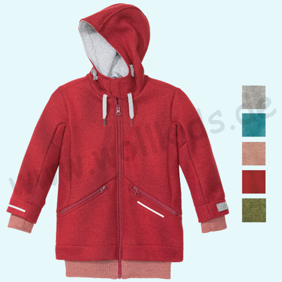 Warmer disana Kinder outdoor Walk-Mantel aus Merinowolle Dicker, warmer disana Kinder Winter outdoor Wollwalk-Mantel/Wollmantel mit Reißverschluss & Kapuze für Jungen & Mädchen aus BIO merino Schurwolle GOTS