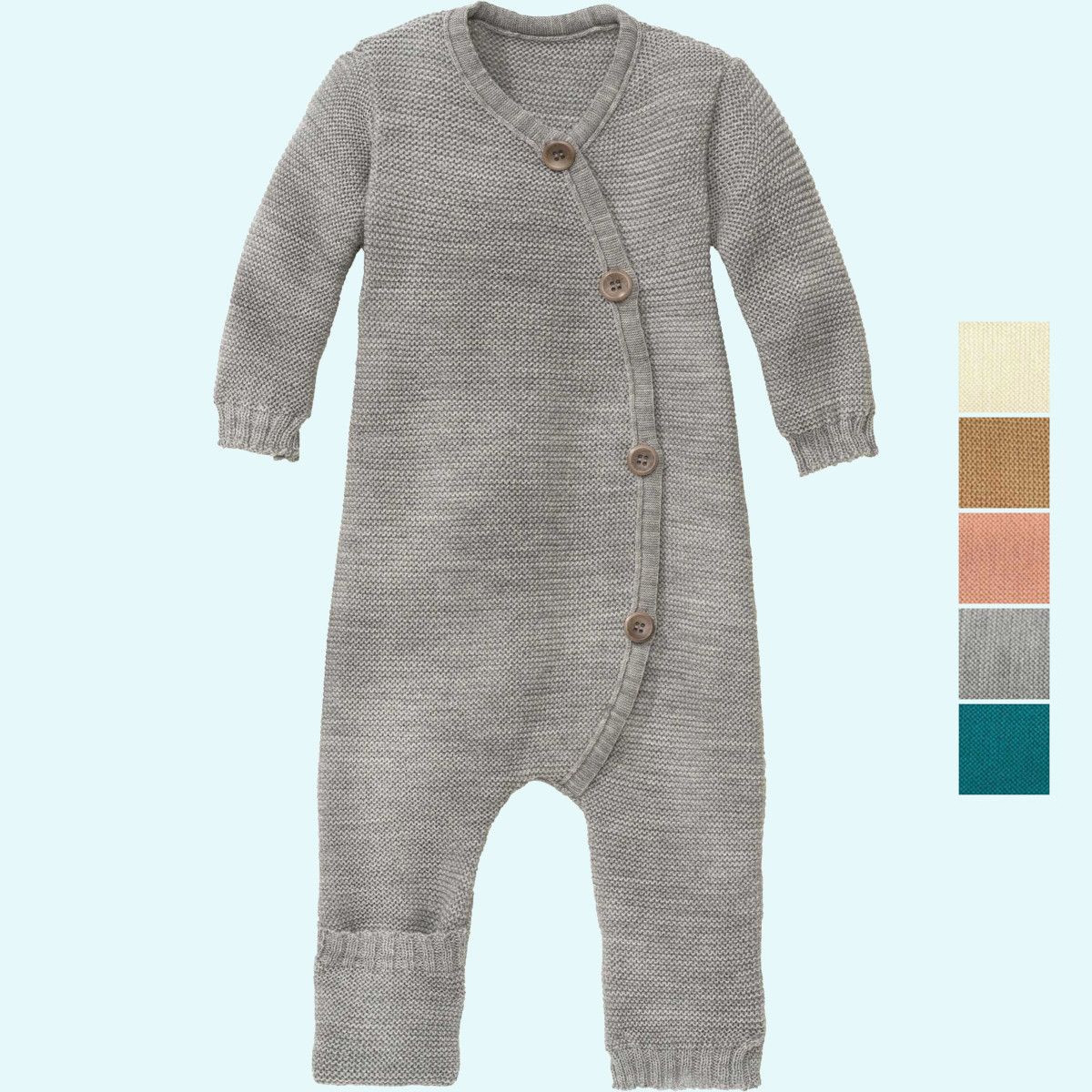 Warmer disana Baby Strick-Overall aus Merinowolle Winter Süßer muckeliger disana Baby indoor Strick-Overall/Wollanzug/Schlafanzug aus BIO merino Schurwolle für Winter Tage & Nächte GOTS