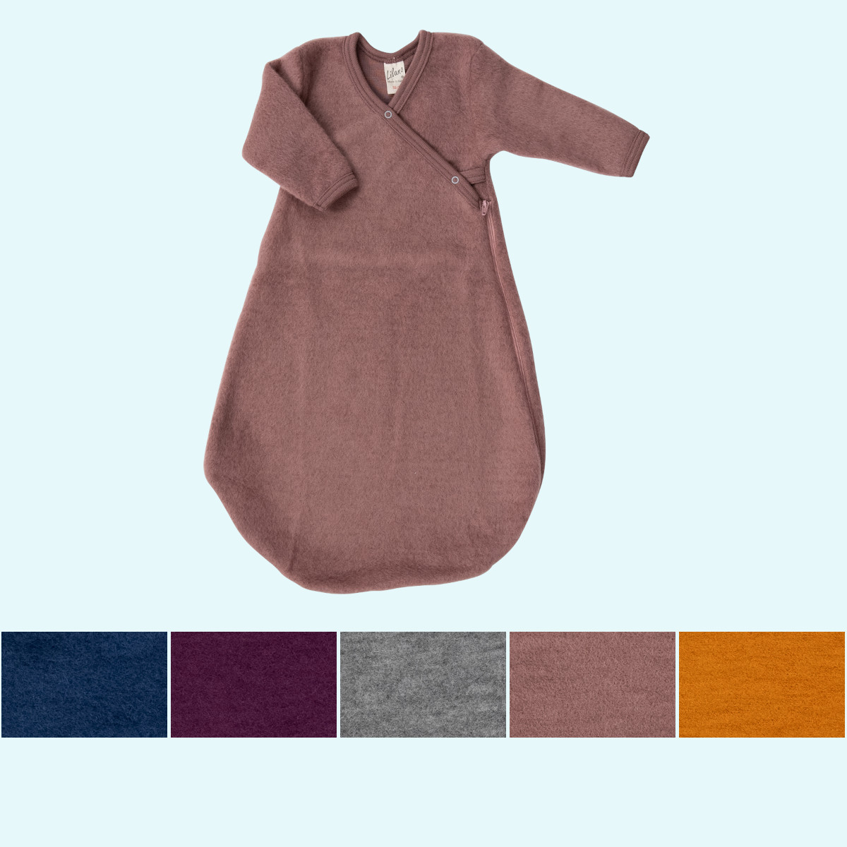 Baby Wickelsäckchen Wollfrottee Plüsch langarm farbig uni GOTS