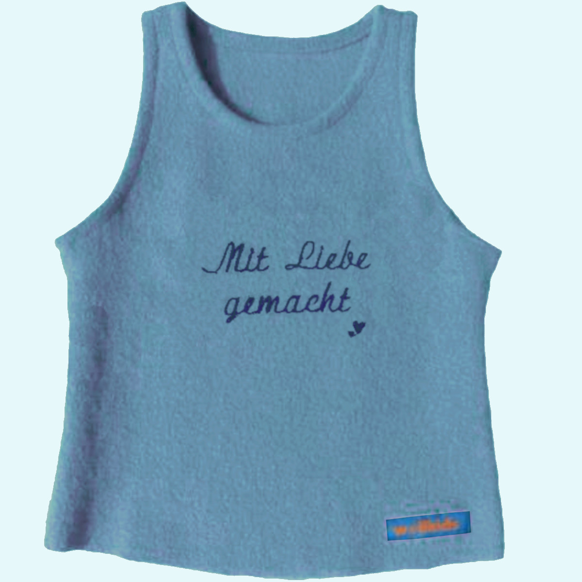 Wollkids Kinder Winter Walk Pullunder aus 100% Wolle blau mit Schrift Wollkids Baby & Kinder Walk Pullunder Weste aus 100% Wolle ohne Reißverschluss blau mit Schrift