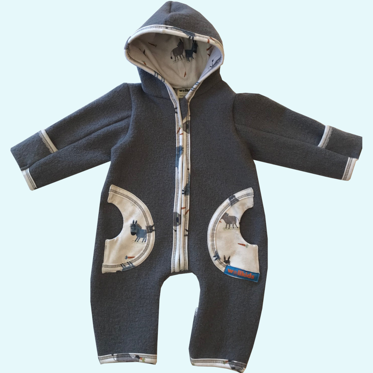 Wollkids Baby & Kinder Winter Walkoverall gefüttert, mitwachsend & mit Reißverschluss