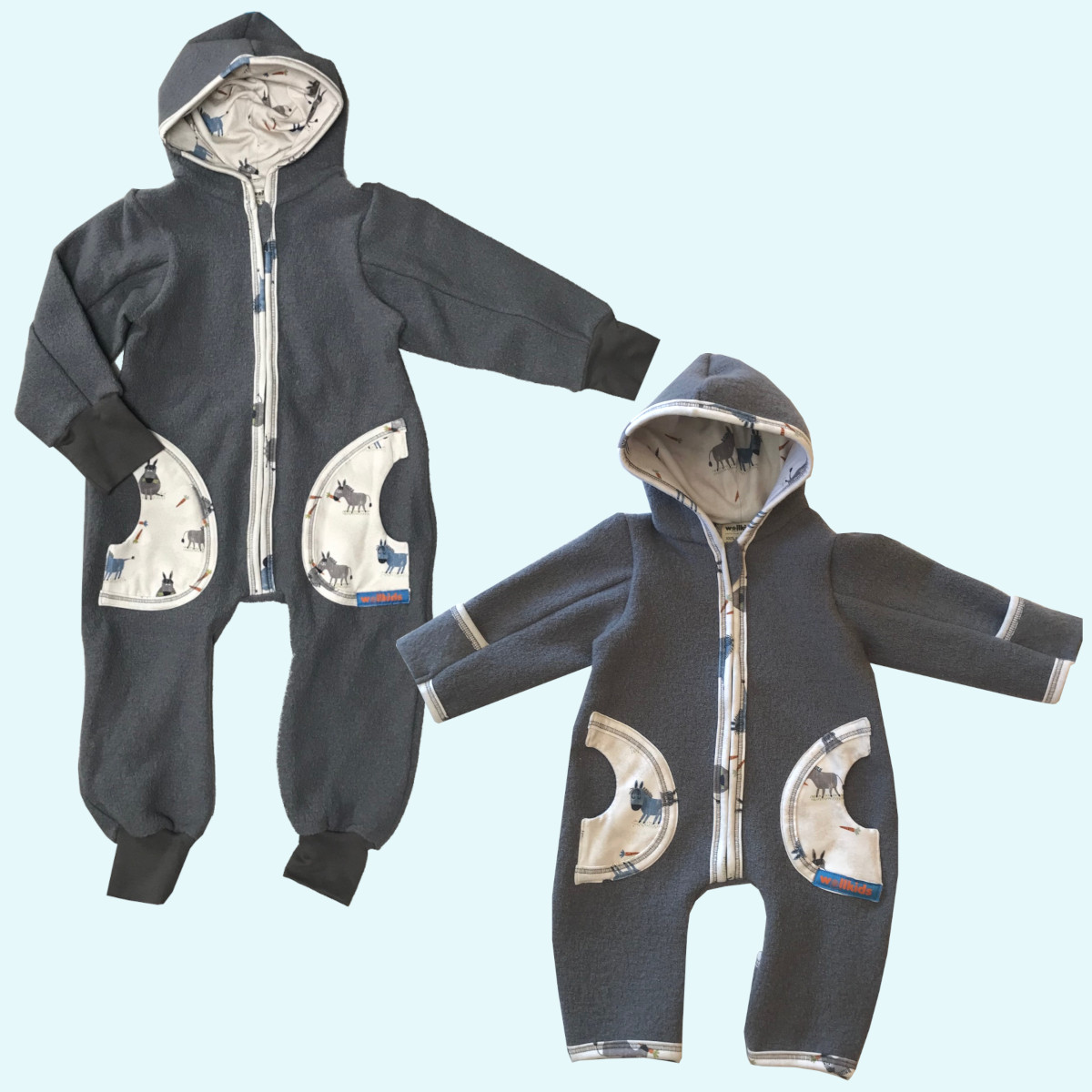 Wollkids Baby & Kinder Winter Walkoverall gefüttert, mitwachsend & mit Reißverschluss