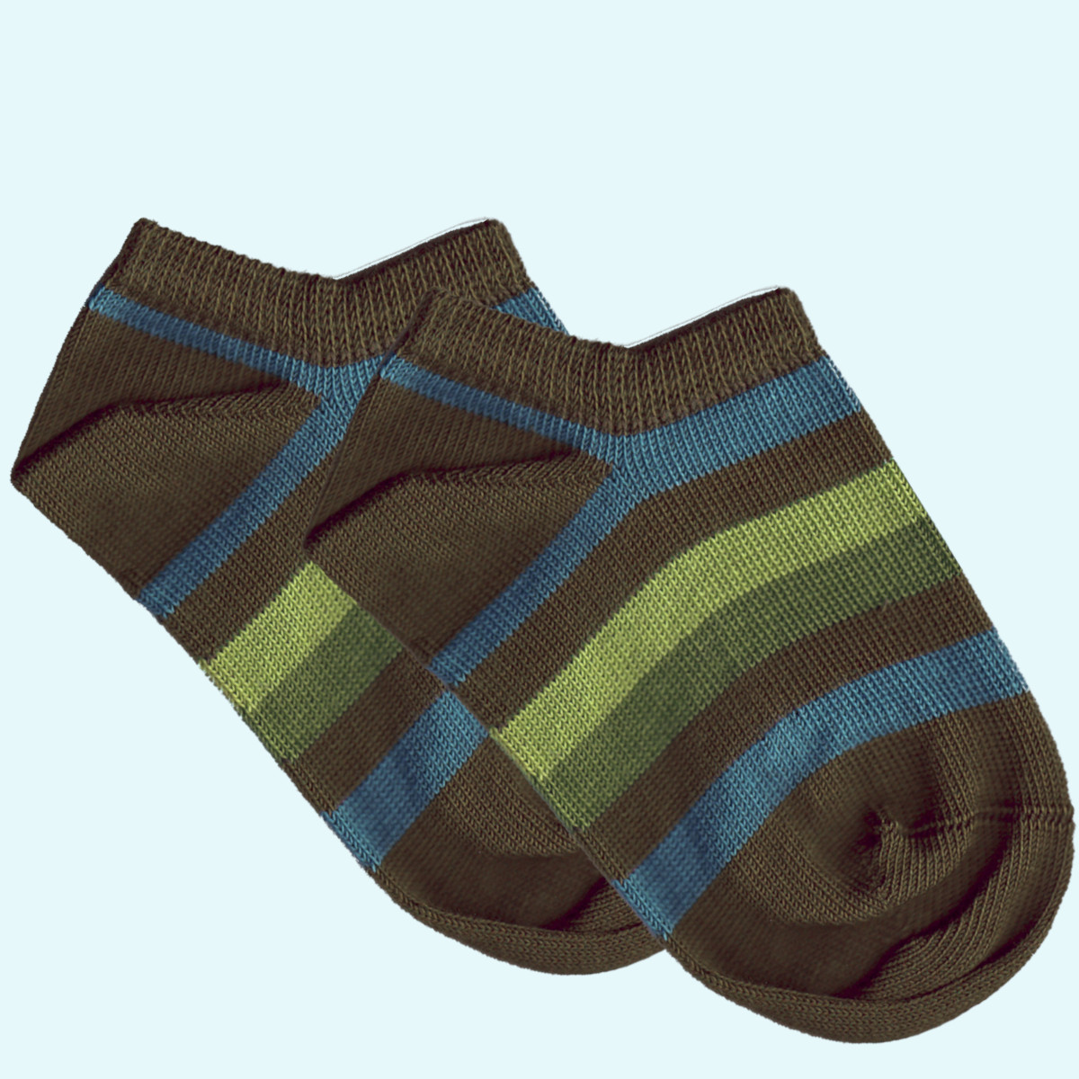 Süße Kinder Sneaker Socken aus Bio Baumwolle - Grödo schoko Ringel Kurze Sneaker Socken in schoko geringelt für Kinder aus Bio Baumwolle von Grödo