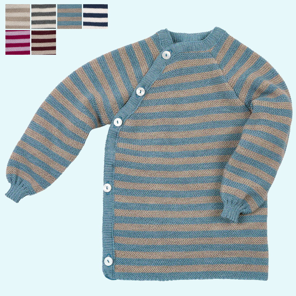 Schlüttli aus Merinowolle von Reiff Schlüttli ❄ Wickelpulli ❄ Wickeljacke aus BIO Schurwolle - Ringel - GOTS