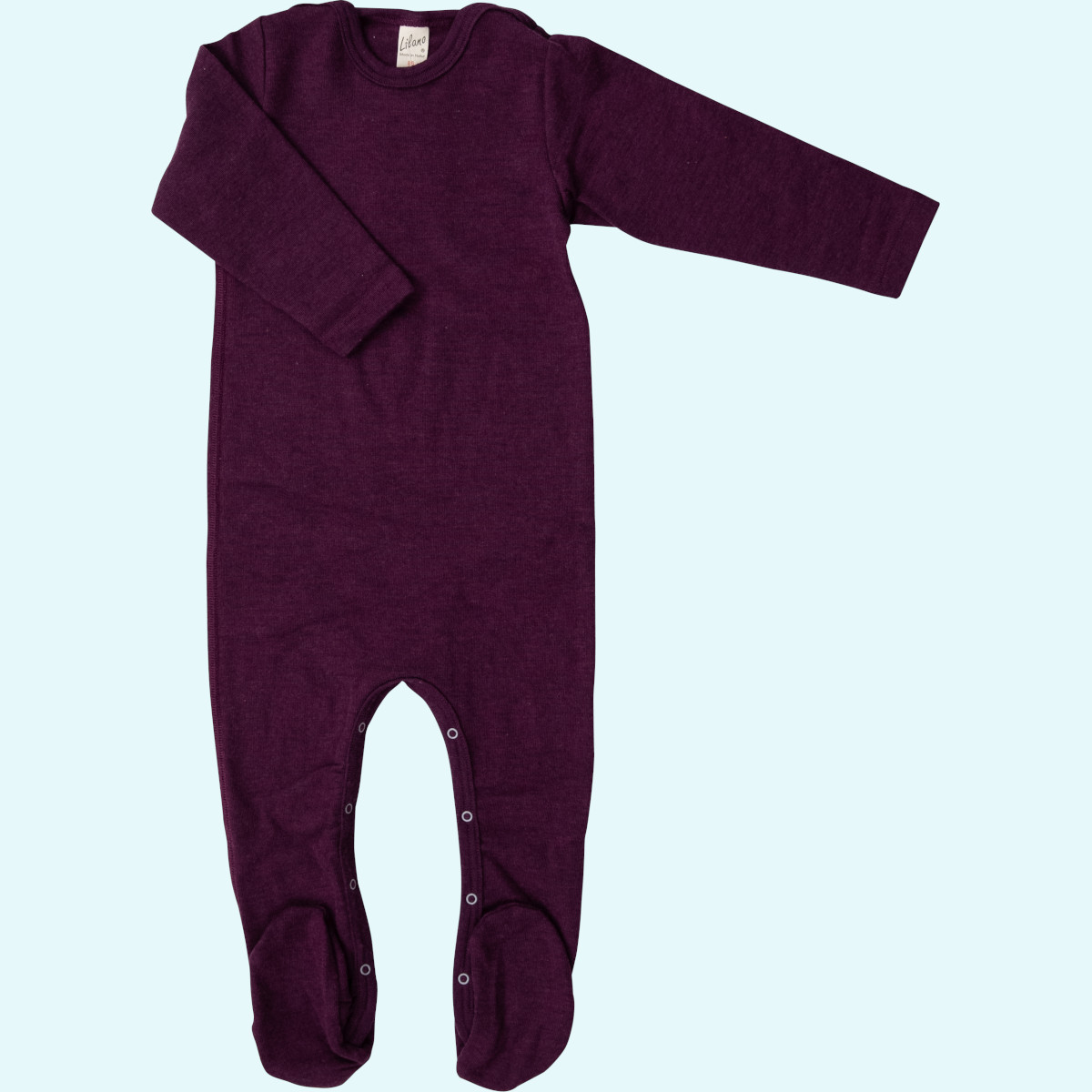 Schlafanzug aus Wolle Seide für Babys Baby Overall Schlafanzug mit Fuß Wolle Seide langarm farbig uni GOTS