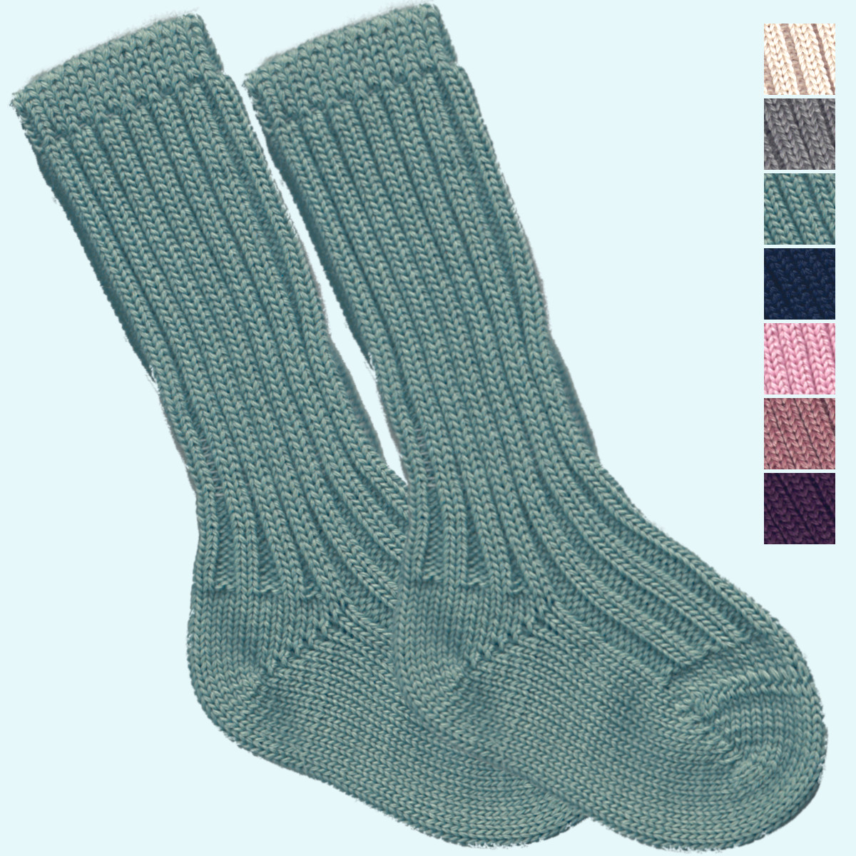 Grob gestrickte, dicke Baby Socke mit hohem Schaft - kbT Schurwolle