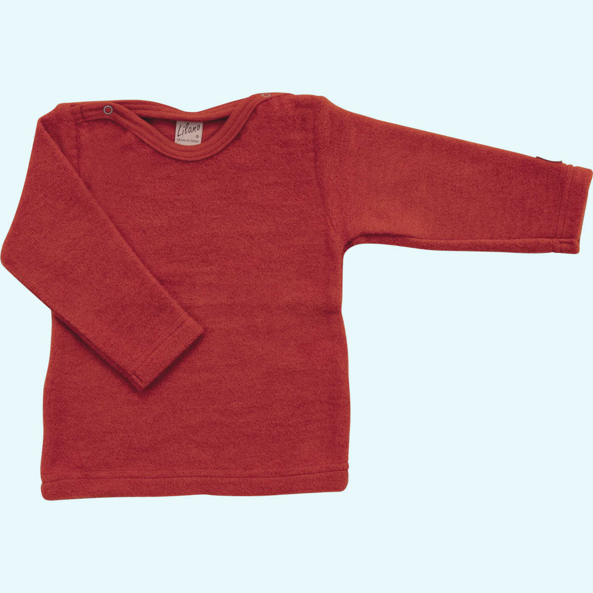 Shirt Pulli Wollfrottee Plüsch langarm rot GOTS