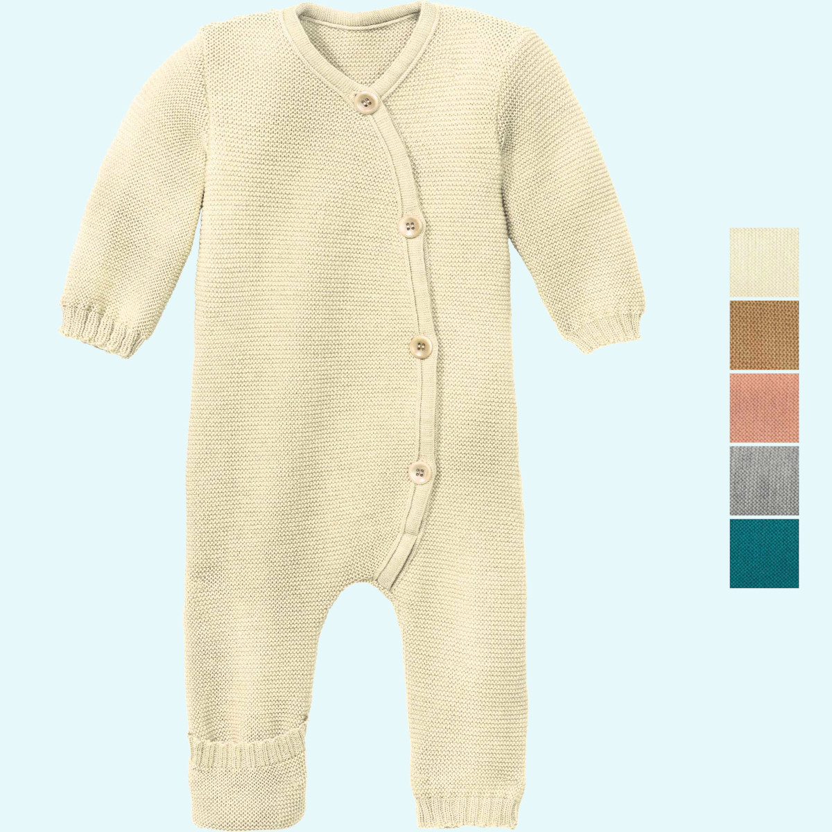 Warmer disana Baby Strick-Overall aus Merinowolle Winter Süßer muckeliger disana Baby indoor Strick-Overall/Wollanzug/Schlafanzug aus BIO merino Schurwolle für Winter Tage & Nächte GOTS