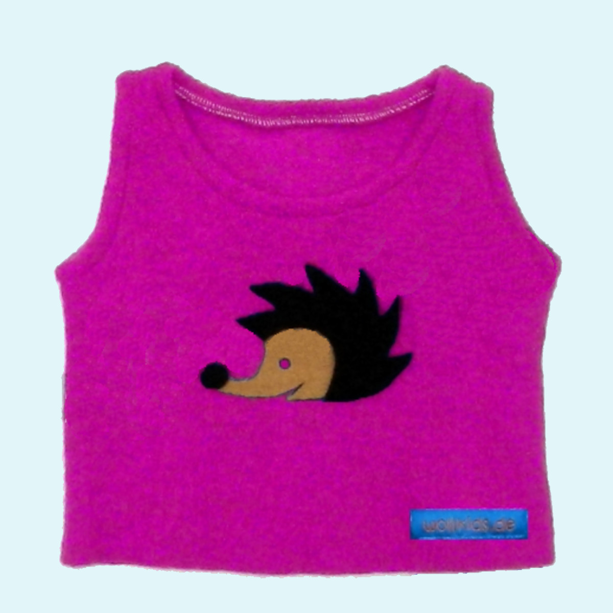 Süße Wollkids Mädchen Winter Pullunder aus 100% Wollwalk pink mit Igel Wollkids Baby & Kinder Winter Pullunder Weste aus Wollwalk für Mädchen ohne Reißverschluss pink mit Motiv Igel
