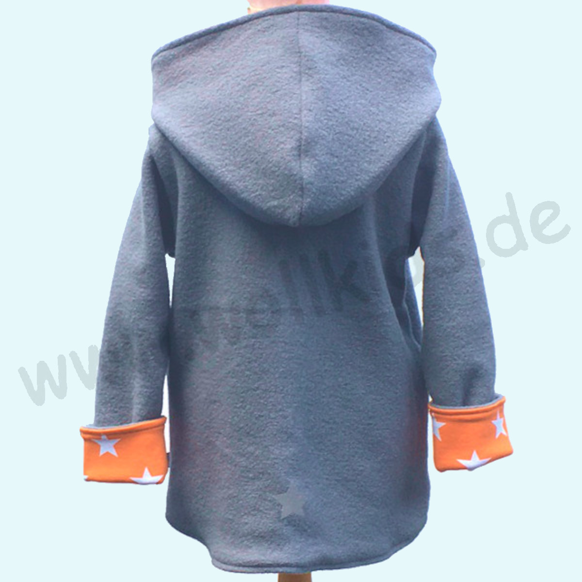 Wollkids Kinder Walkjacke gefüttert 100% Schurwolle - grau/Sterne Wollkids Baby & Kinder Walkjacke gefüttert mit Reißverschluss aus 100% Schurwolle - grau & Sterne