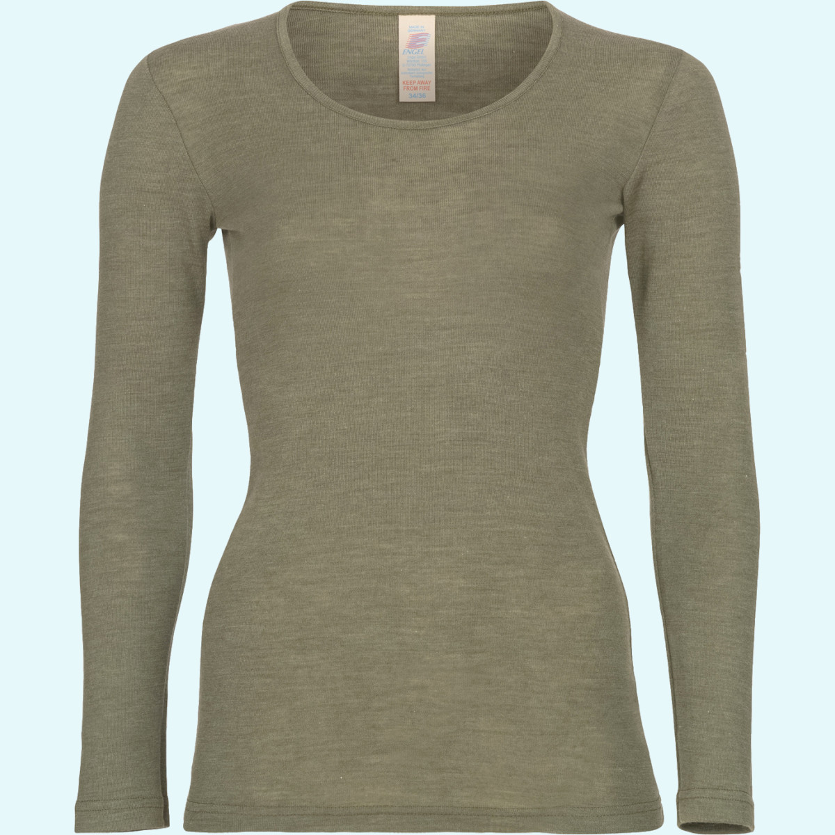 Damen Shirt langarm Wolle Seide farbig uni GOTS