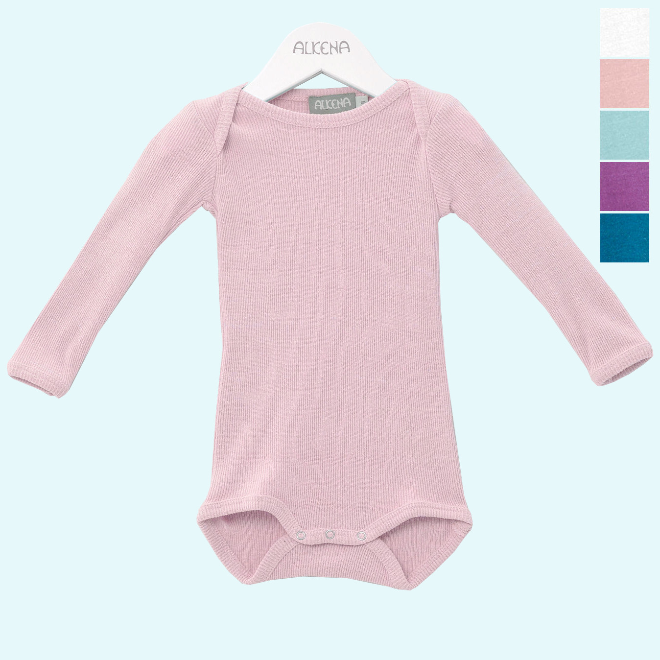 Zarter Baby Body aus reiner Bourette Seide - Feinripp langarm