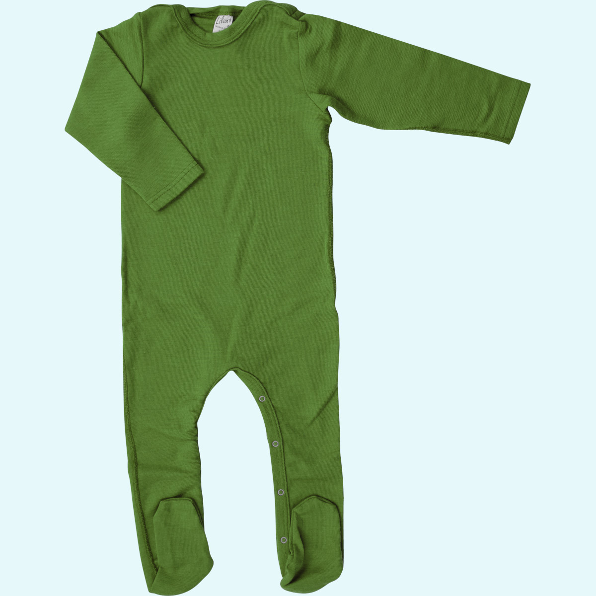 Wolle/Seide Overall für Babys im Sale Baby Overall Schlafanzug mit Fuß Wolle Seide langarm grün GOTS