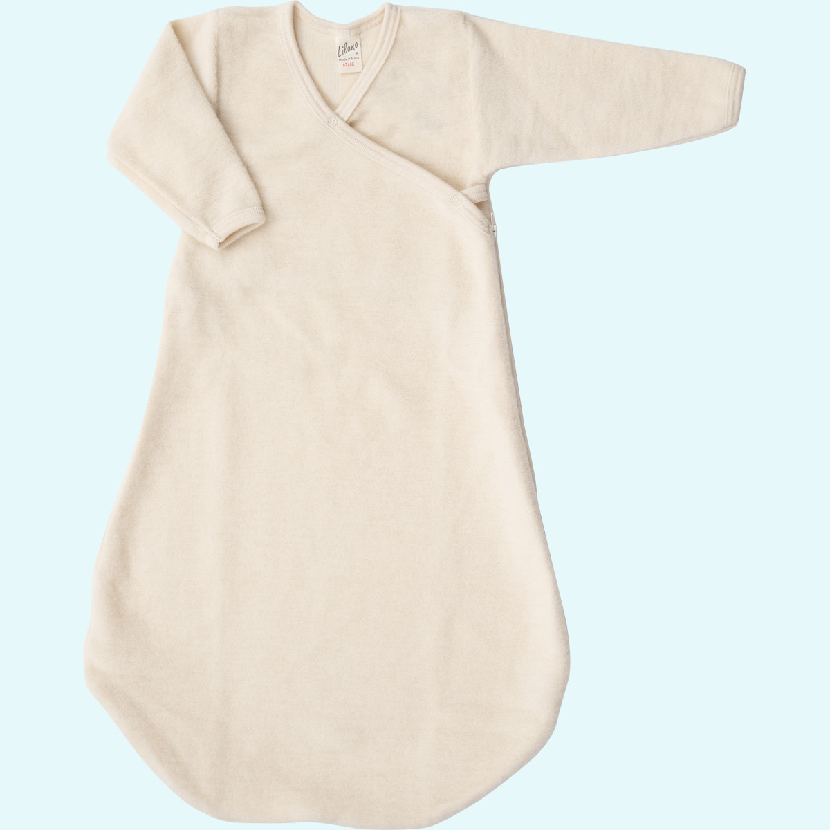 Baby Wickelsäckchen Wollfrottee Plüsch langarm natur GOTS
