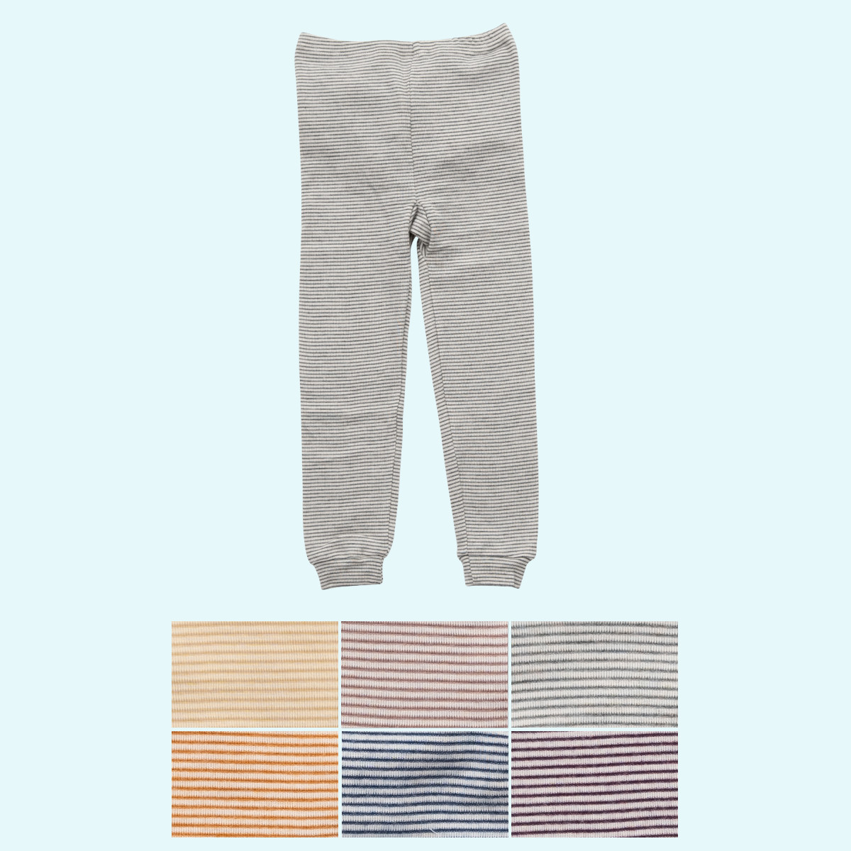Kinder Leggin lange Unterhose Wolle Seide farbig geringelt GOTS