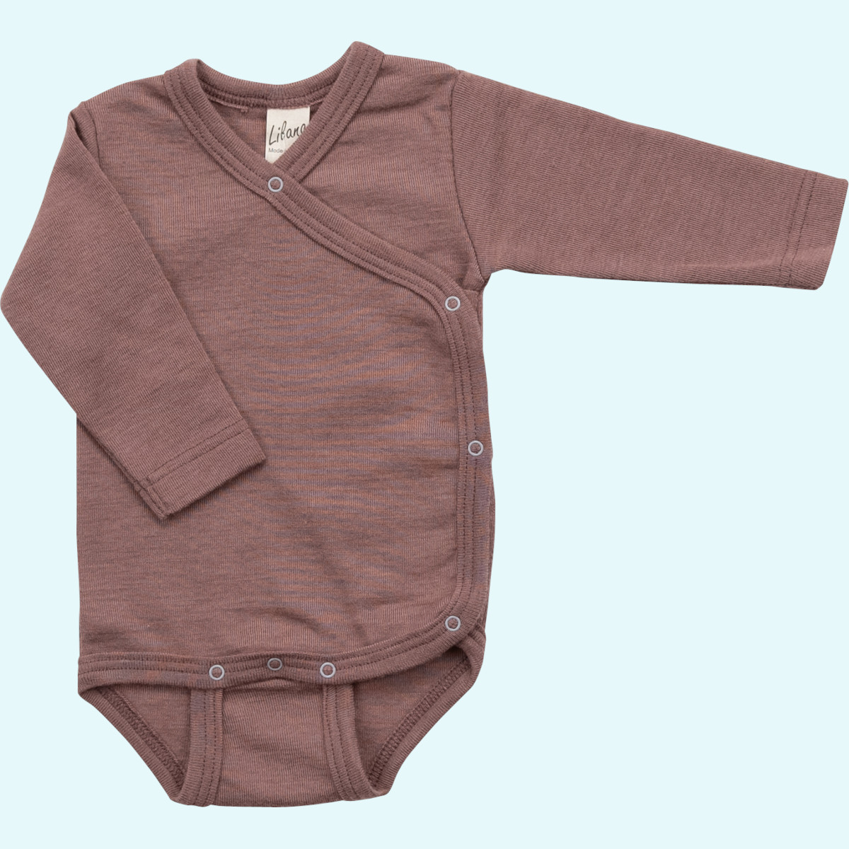 Zärtlicher Baby Wickel-Body langarm aus merino Wolle/Seide Lilano Zärtlicher Baby Wickelbody langarm aus BIO merino Wolle/Seide von Lilano
