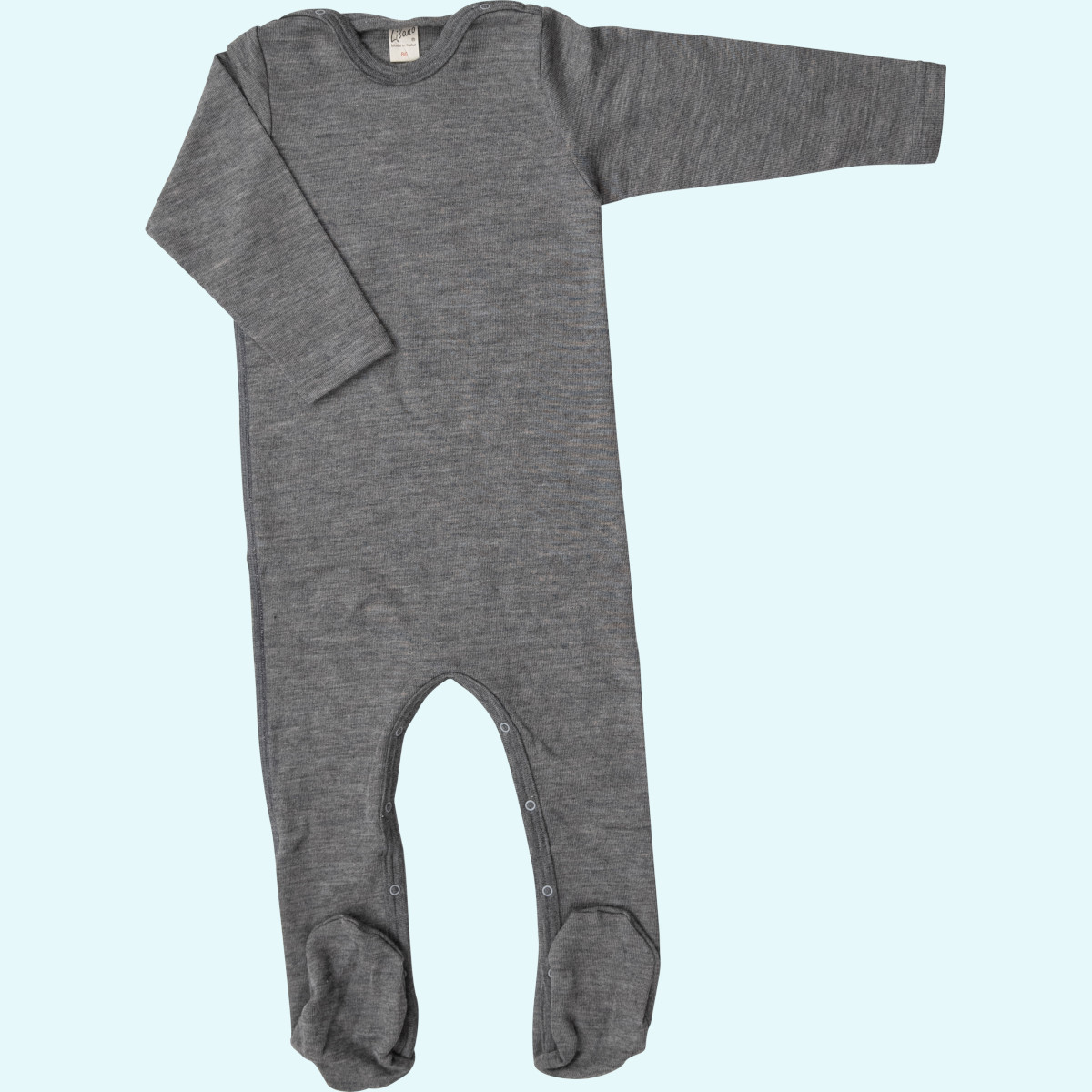 Schlafanzug aus Wolle Seide für Babys Baby Overall Schlafanzug mit Fuß Wolle Seide langarm farbig uni GOTS