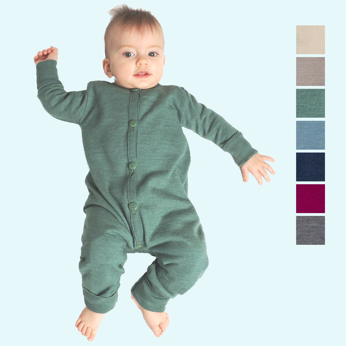 Traumhafter Overall Schlafanzug aus BIO Wolle Seide Frottee - GOTS