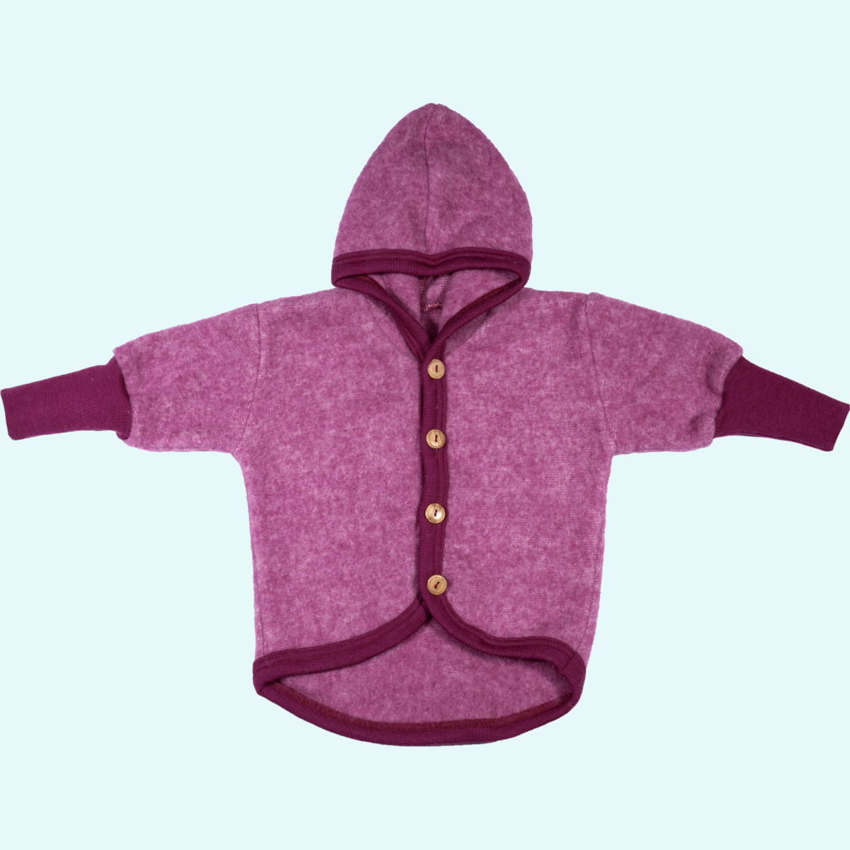 Süße Cosilana Wollfleece Jacke für Babys weinrot 98/104 Wollfleece Baby Jacke/Jäckchen mitwachsend mit Kapuze von Cosilana aus BIO merino Schurwolle & Baumwolle - ideal im Winter & für empfindliche Haut GOTS