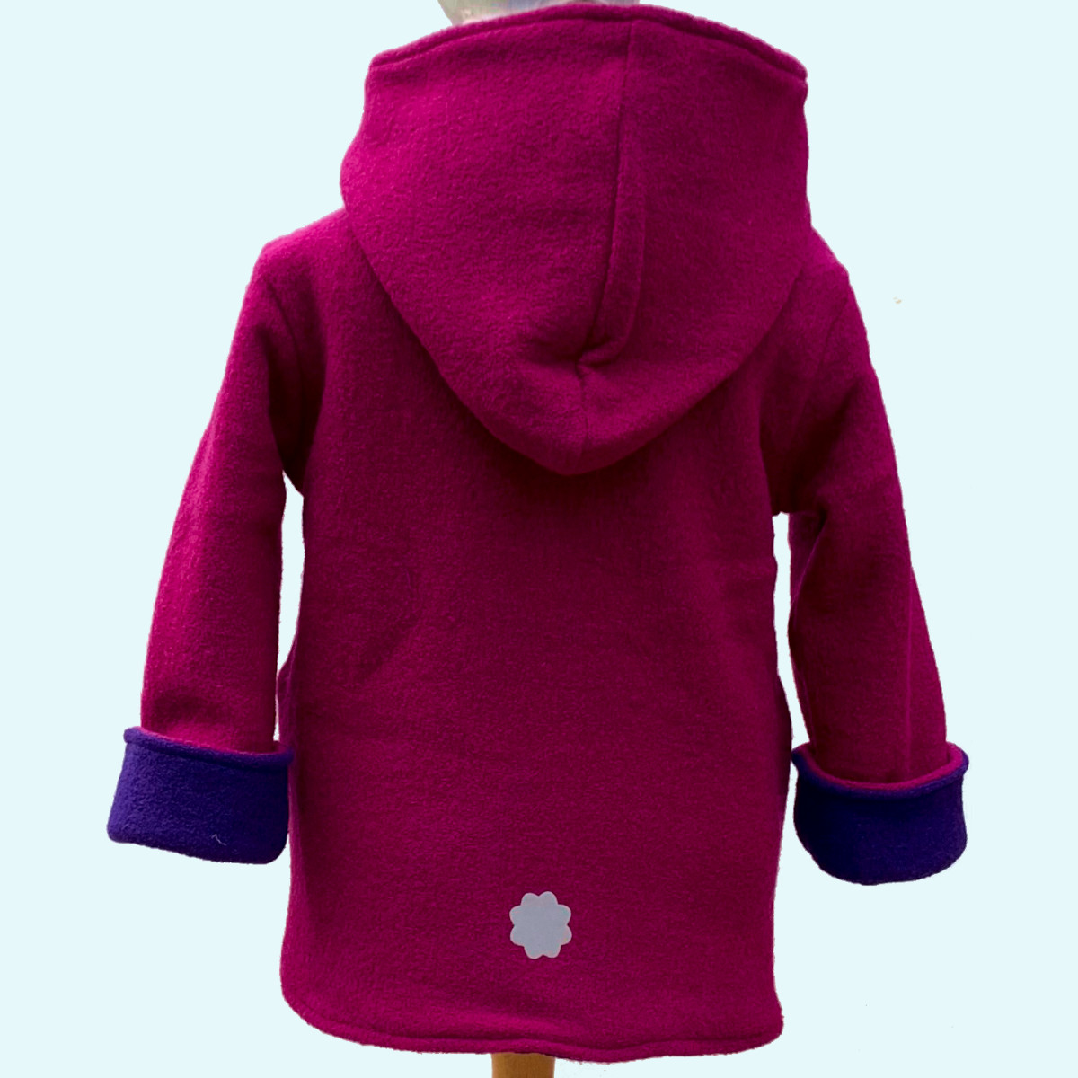 Doubleface Walkjacke für Mädchen aus 100% Schurwolle von Wollkids - Farbe lila/beere