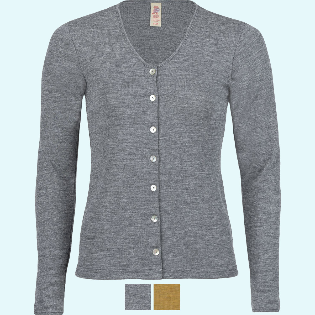 100% Merino Strickjacke für Damen Damen Cardigan Schurwolle farbig uni GOTS