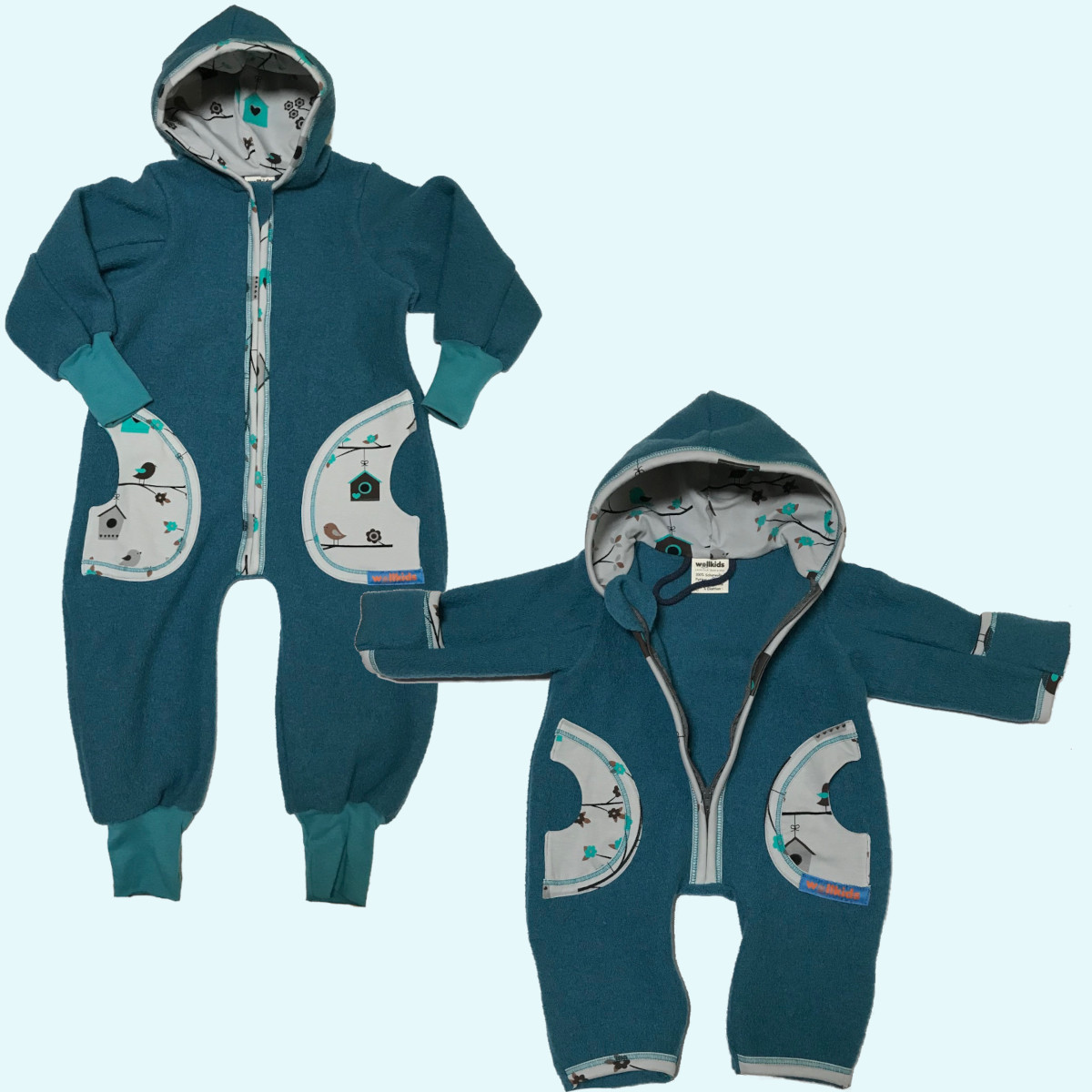 Wollkids Baby & Kinder Winter Walkoverall gefüttert, mitwachsend & mit Reißverschluss