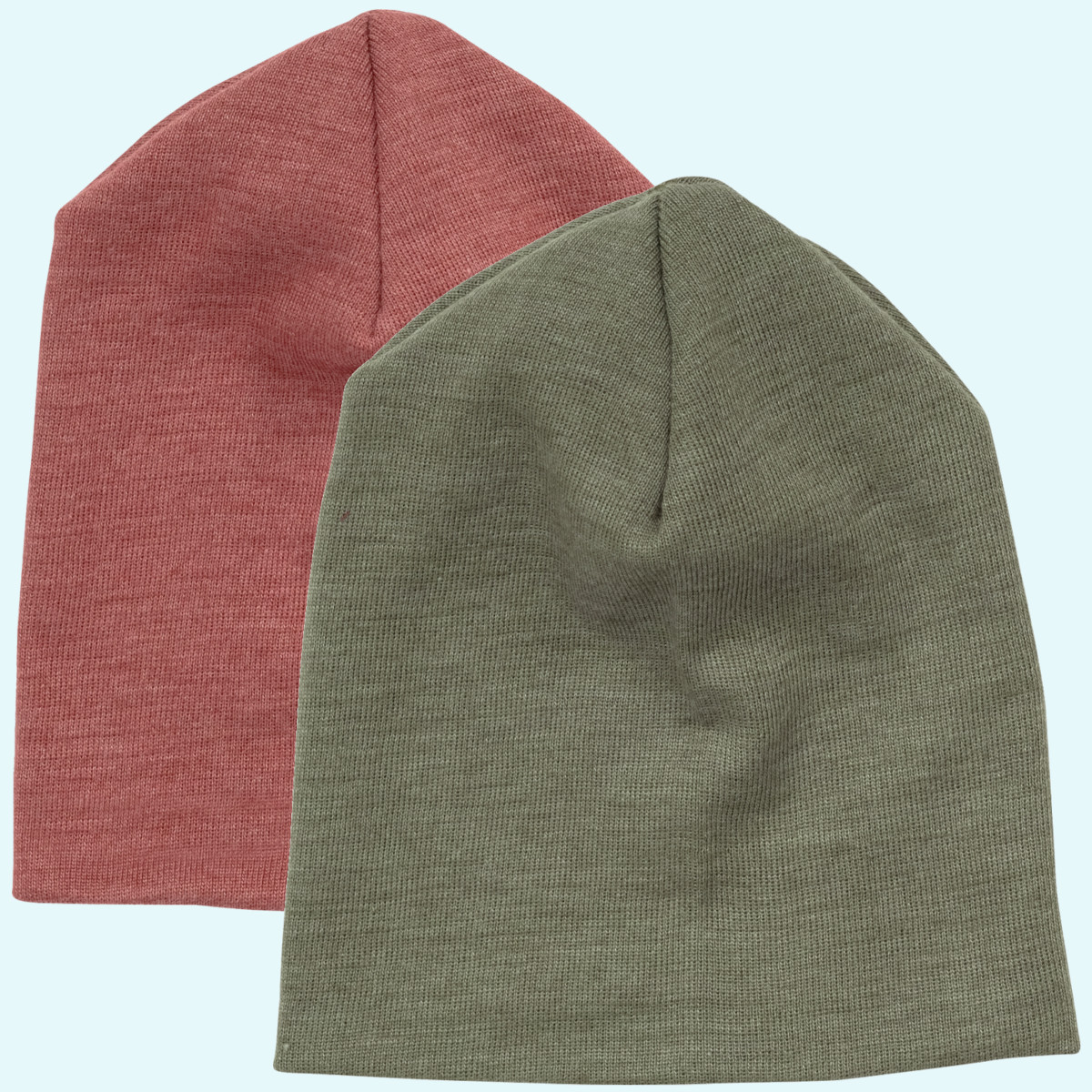Baby Kinder Beanie doppellagig Wolle Seide farbig uni GOTS