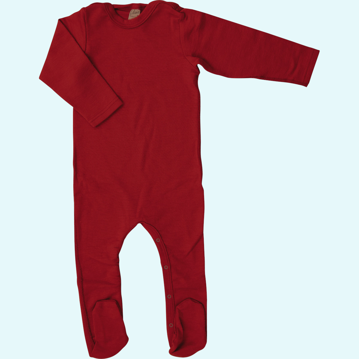 Wolle/Seide für Babys im Sale Baby Overall Schlafanzug mit Fuß Wolle Seide langarm rot GOTS