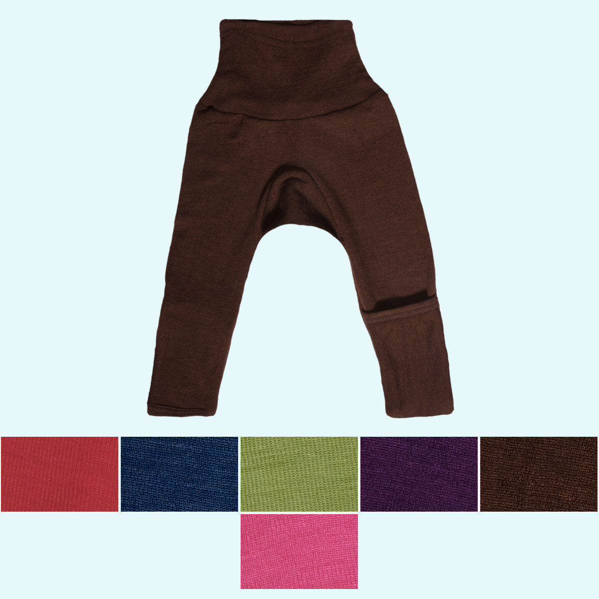Babyhose Wolle Seide mit Beinumschlag uni GOTS - weiches mitwachsen