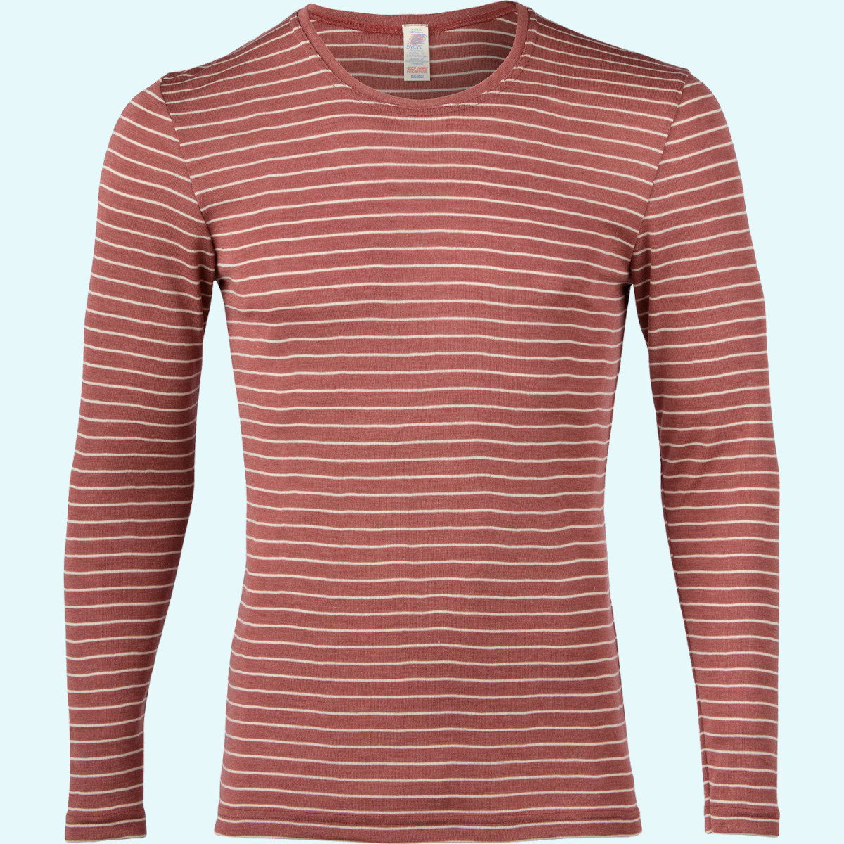 Herren Shirt langarm Wolle Seide farbig geringelt GOTS