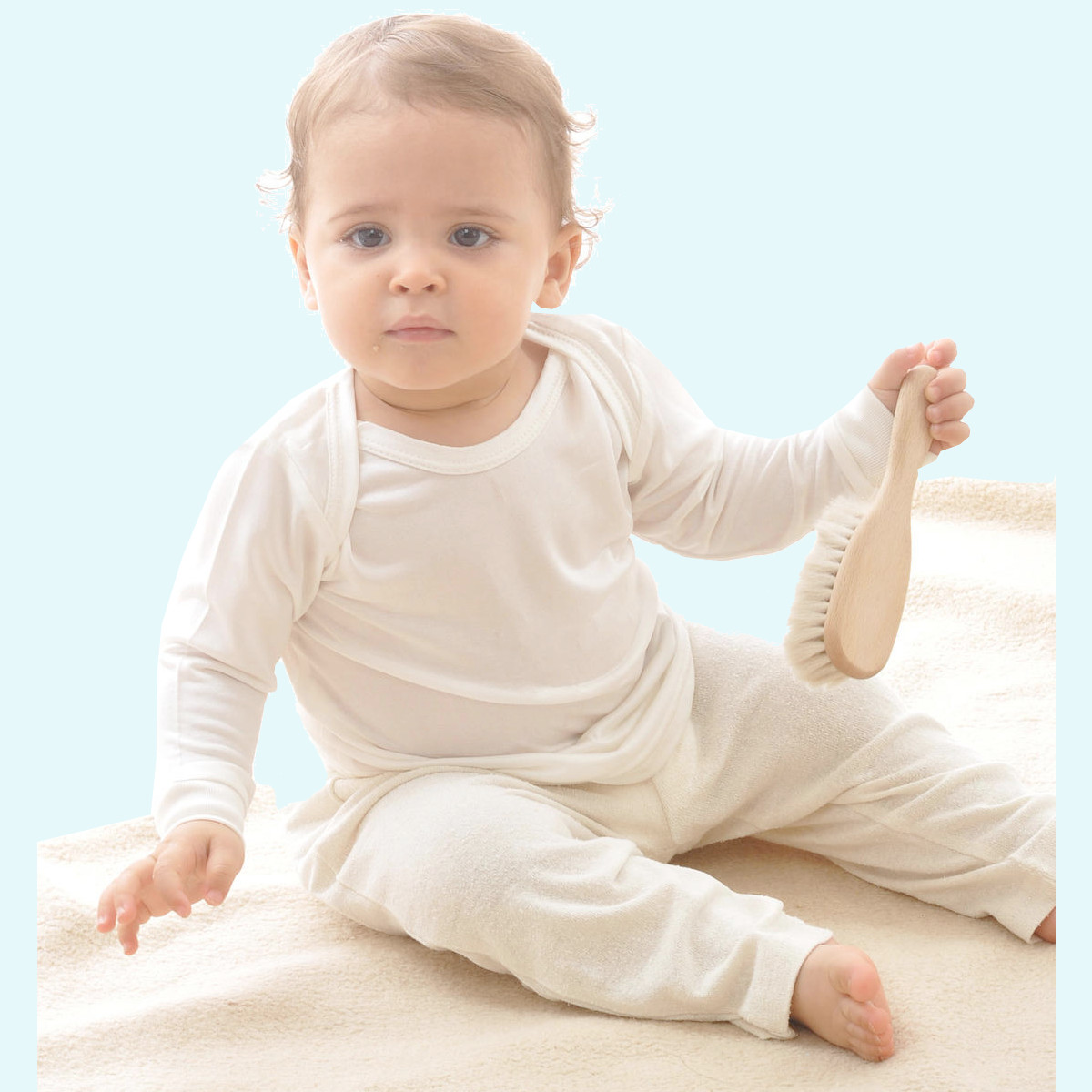 Sommer Seidenhemd für Babys aus 100% organic Seide - Alkena natur Sommer Seidenhemd in natur für Babys aus 100% organic Seide von Alkena