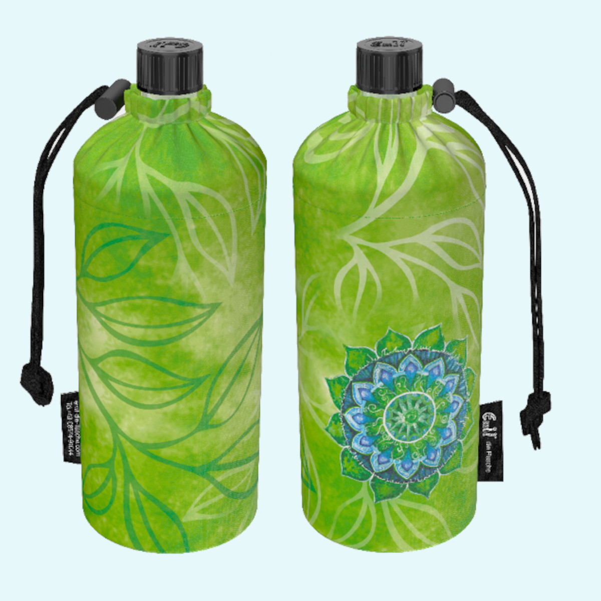 Große 0,75l Emil Glas-Trinkflasche mit Blume des Lebens Große 0,75 Liter Emil die Flasche Glasflasche für Kinder & Erwachsene mit Blume des Lebens & Isolierbehälter - Die gesunde Trinkflasche
