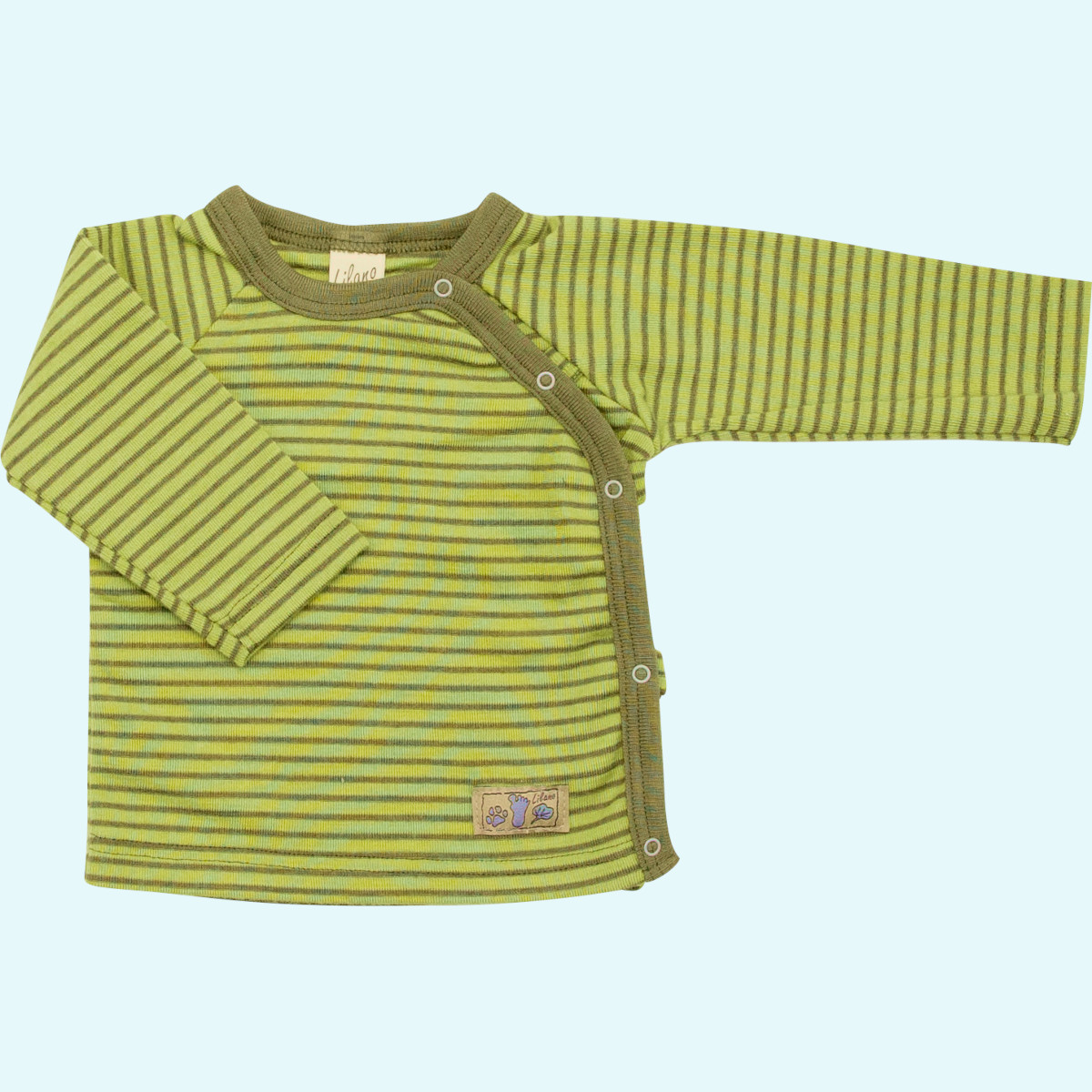 Baby Wickelshirt aus Wolle/Seide von Lilano - geringelt