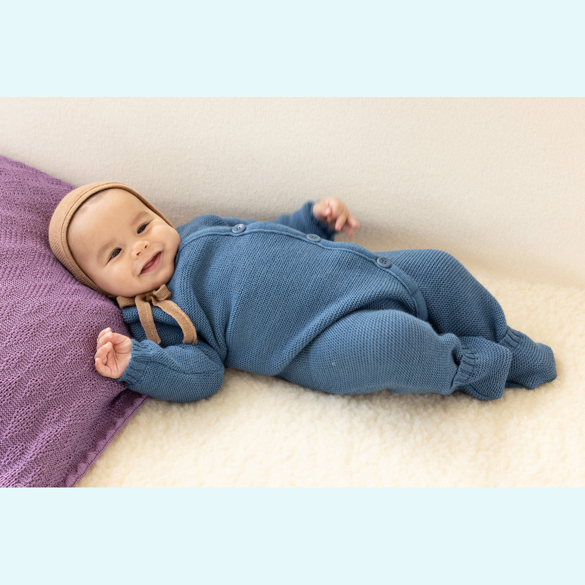 Warmer disana Baby Strick-Overall aus Merinowolle Winter Süßer muckeliger disana Baby indoor Strick-Overall/Wollanzug/Schlafanzug aus BIO merino Schurwolle für Winter Tage & Nächte GOTS