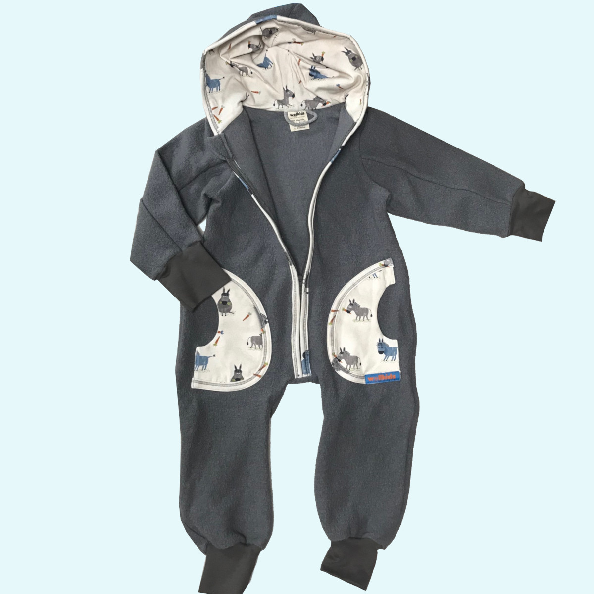 Wollkids Baby & Kinder Winter Walkoverall gefüttert, mitwachsend & mit Reißverschluss