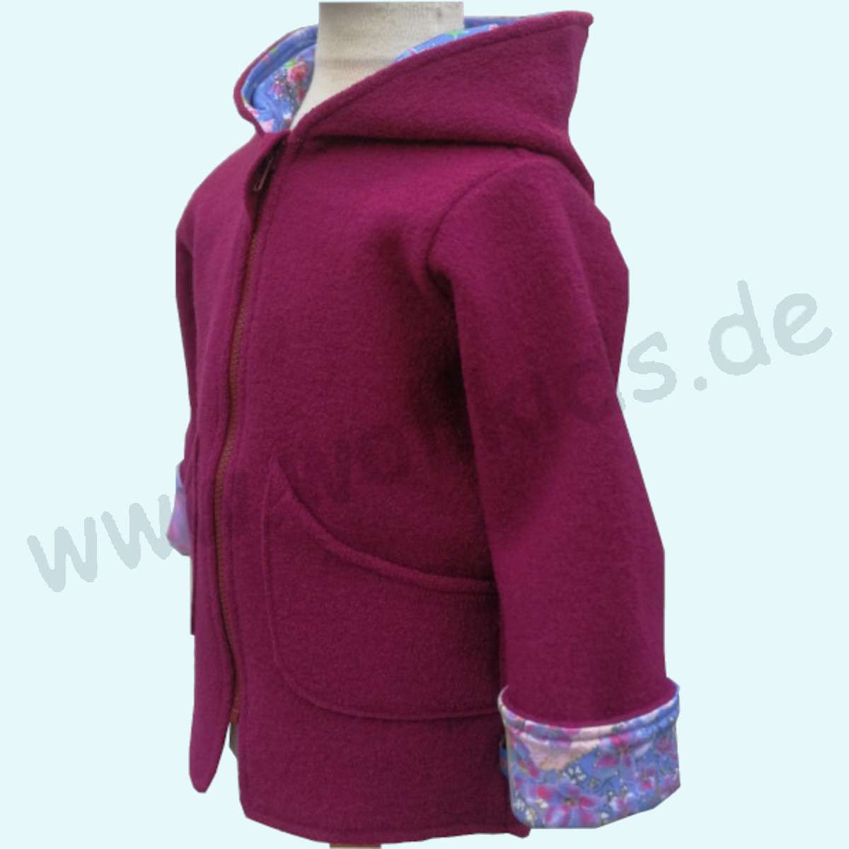 Schöne Wollkids Mädchen Winter Walkjacke gefüttert 100% Wolle - beere Schöne Wollkids Mädchen Walkjacke gefüttert mit Reißverschluss & Kapuze aus 100% Schurwolle - beere