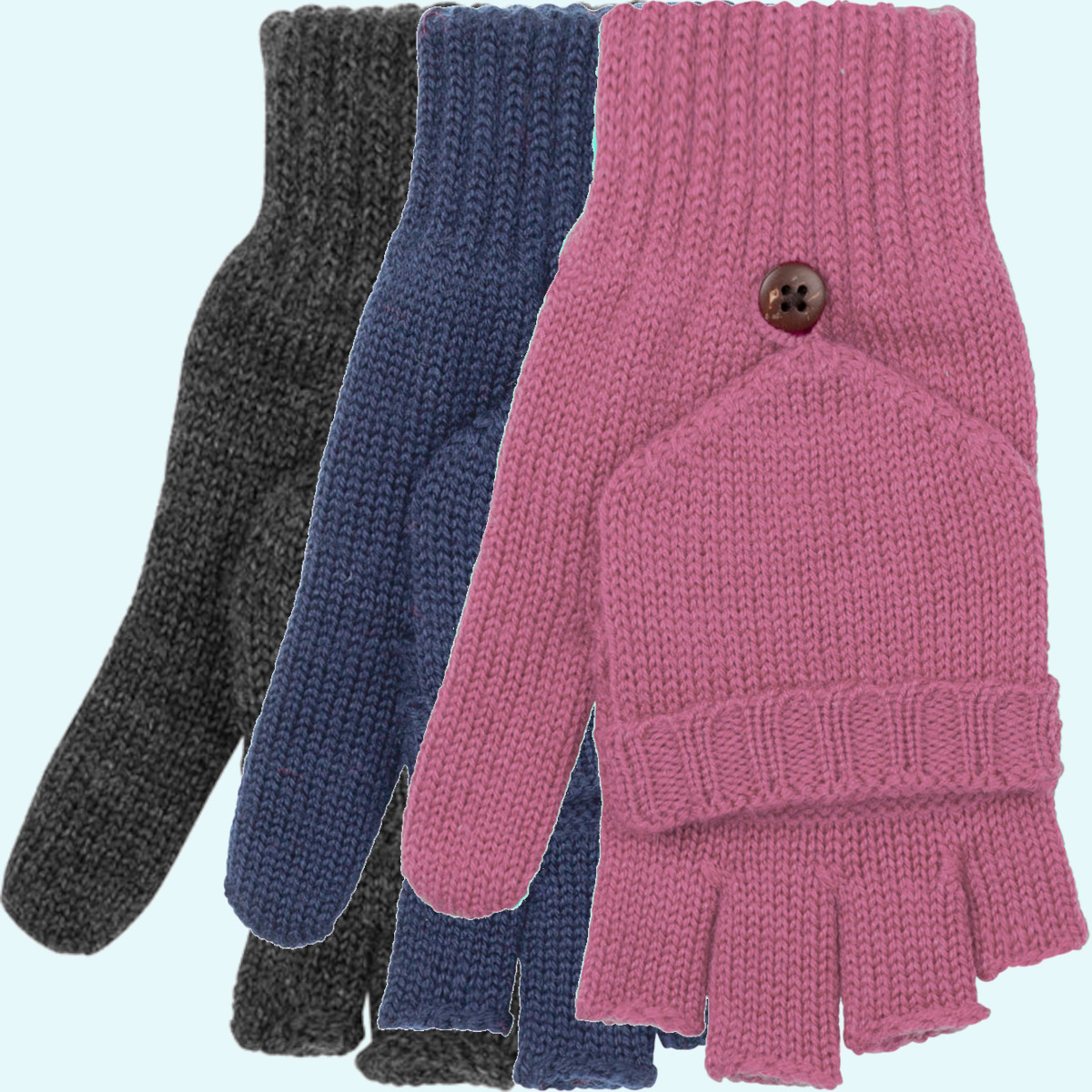 ❄ Klapp - Handschuhe ❄ Halbfinger Fäustlinge ❄ aus BIO Schurwolle ❄ 