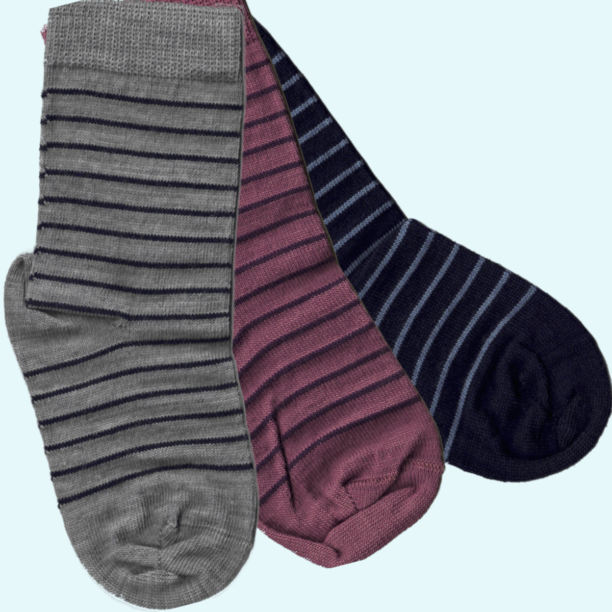 Warme Kinder-Socke im Ringel Design - kbT Schurwolle / kbA Baumwolle