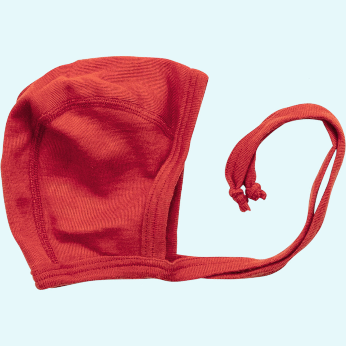 Kuscheliges Baby Häubchen Wolle Seide rot GOTS zertifiziert