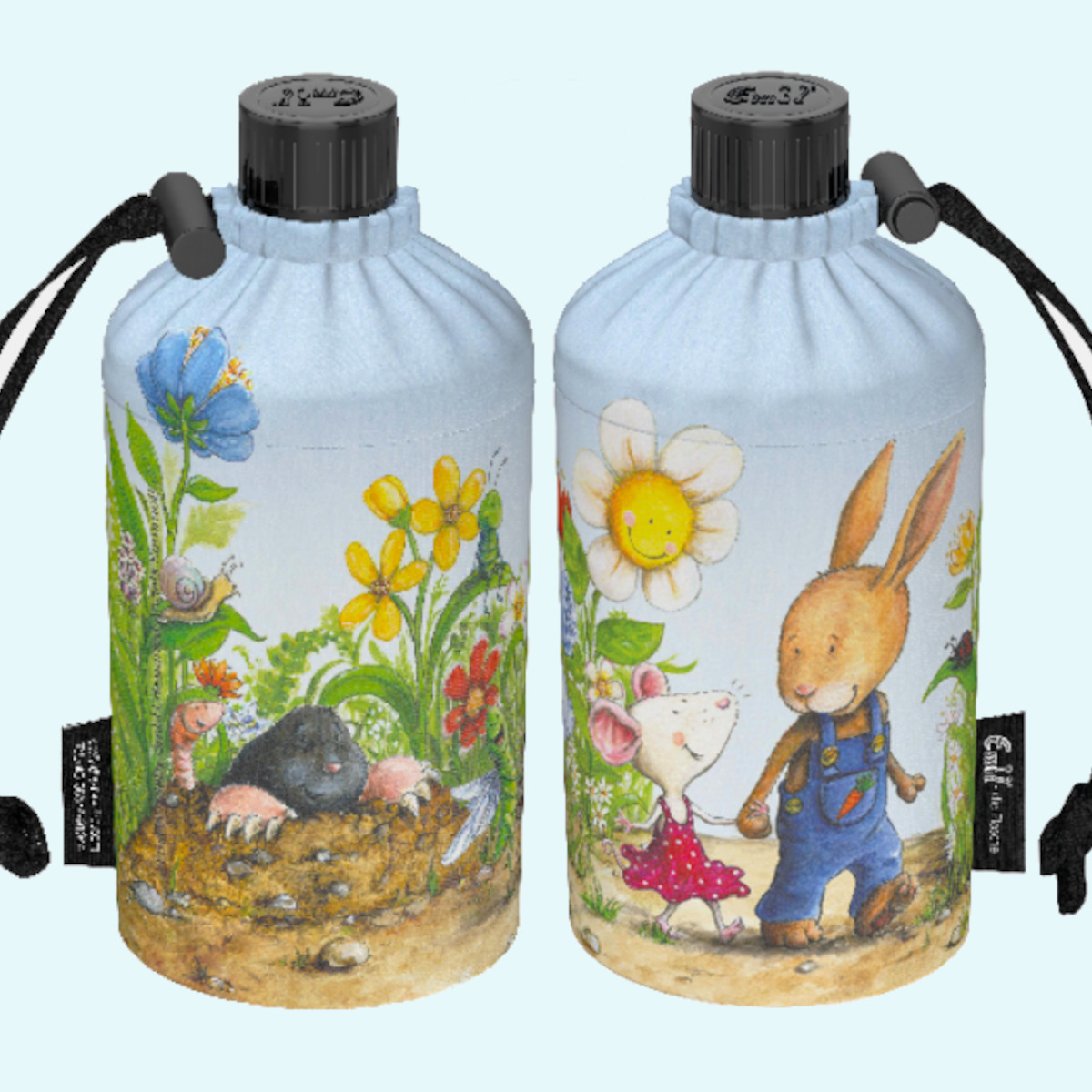Emil Kinder Trinkflaschen mit Blume des Lebens Schule Emil die Flasche - Kinder Glas-Trinkflaschen für die Schule mit Blume des Lebens & Isolier-Behälter - Die gesunde Trinkflasche